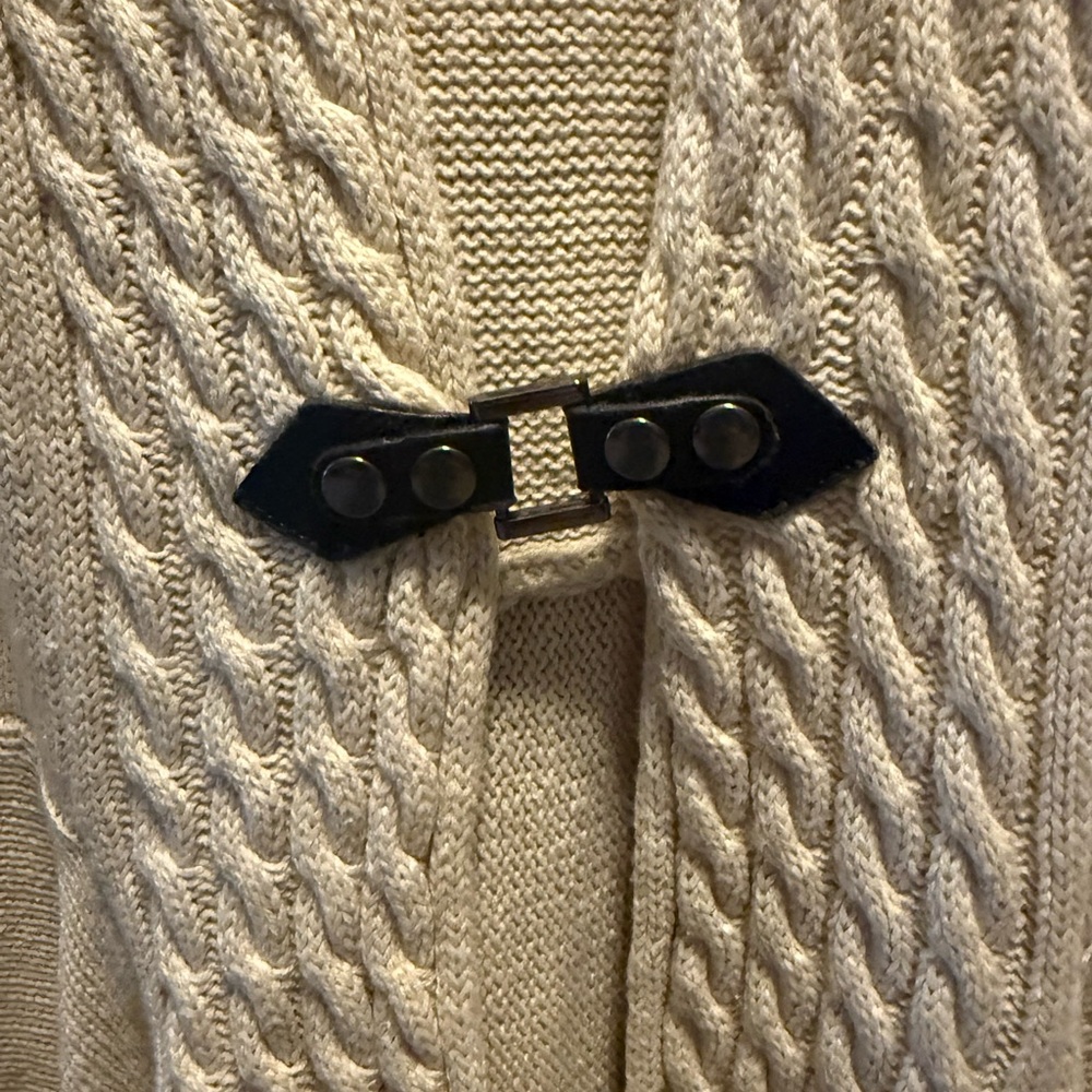 Monroe & Main Cream Cable Knit Toggle Cardigan Women’s M Open Front - Picture 4 of 6
